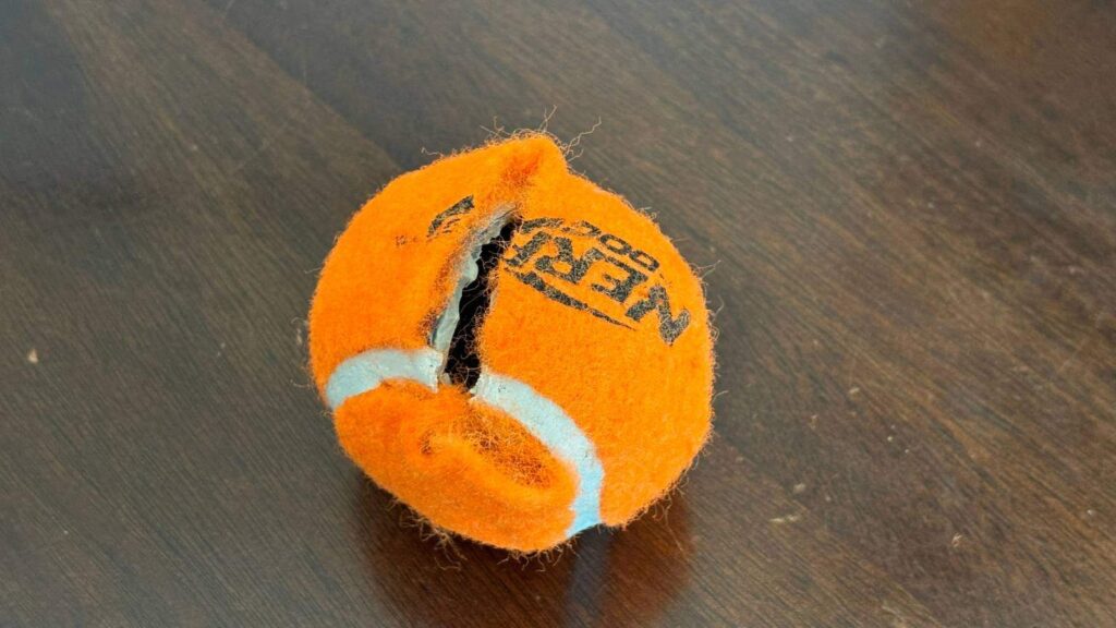 Tennis ball activity ball puzzle is a great way to use damaged tennis balls