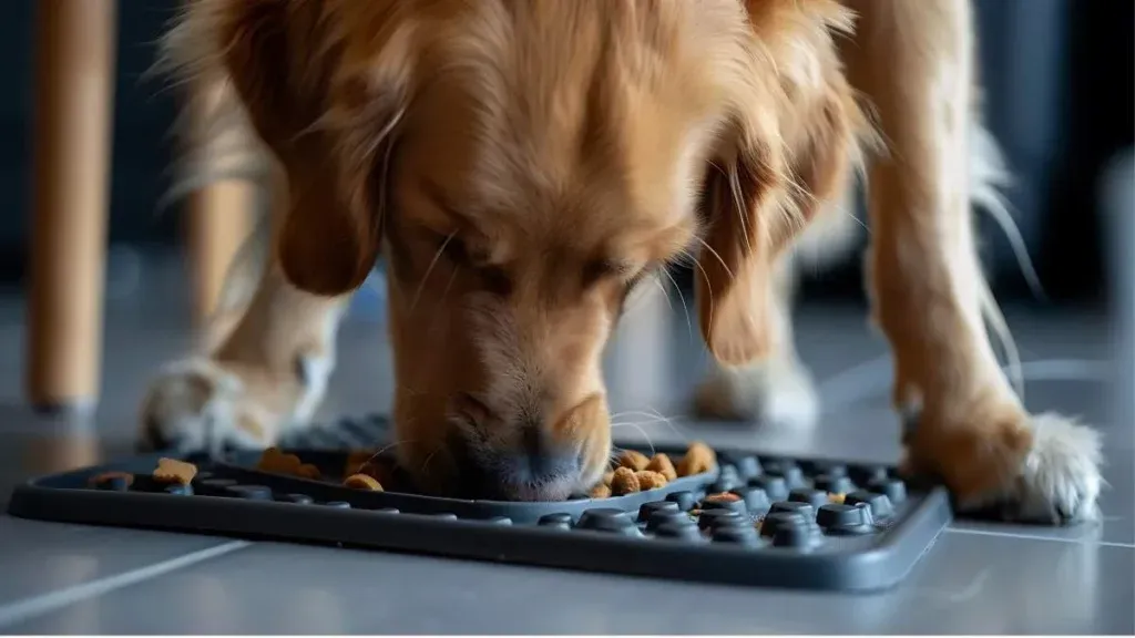 Flat lick mats are a great option and are useful in a variety of situations.