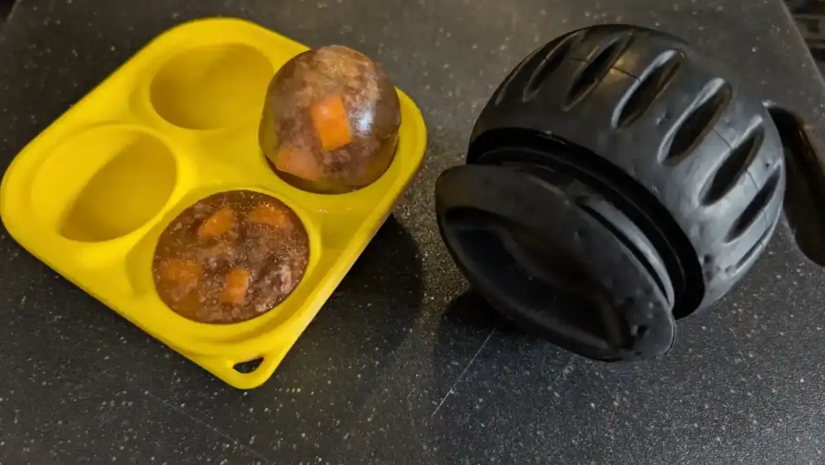 Beef, broth, and carrots is an easy to make recipe that our dogs love
