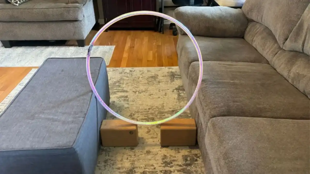 9 temporary dog agility hoop A childrens hula hoop makes a perfect option for teaching your dog the behavior